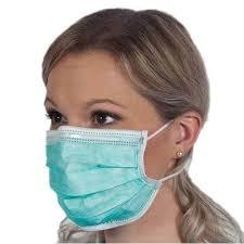 Disposable 3 Ply Mask - Nonwoven Material, Standard Size, Blue/green/white Colors | Hypoallergenic, Lightweight, Adjustable, Tie Or Elastic Style