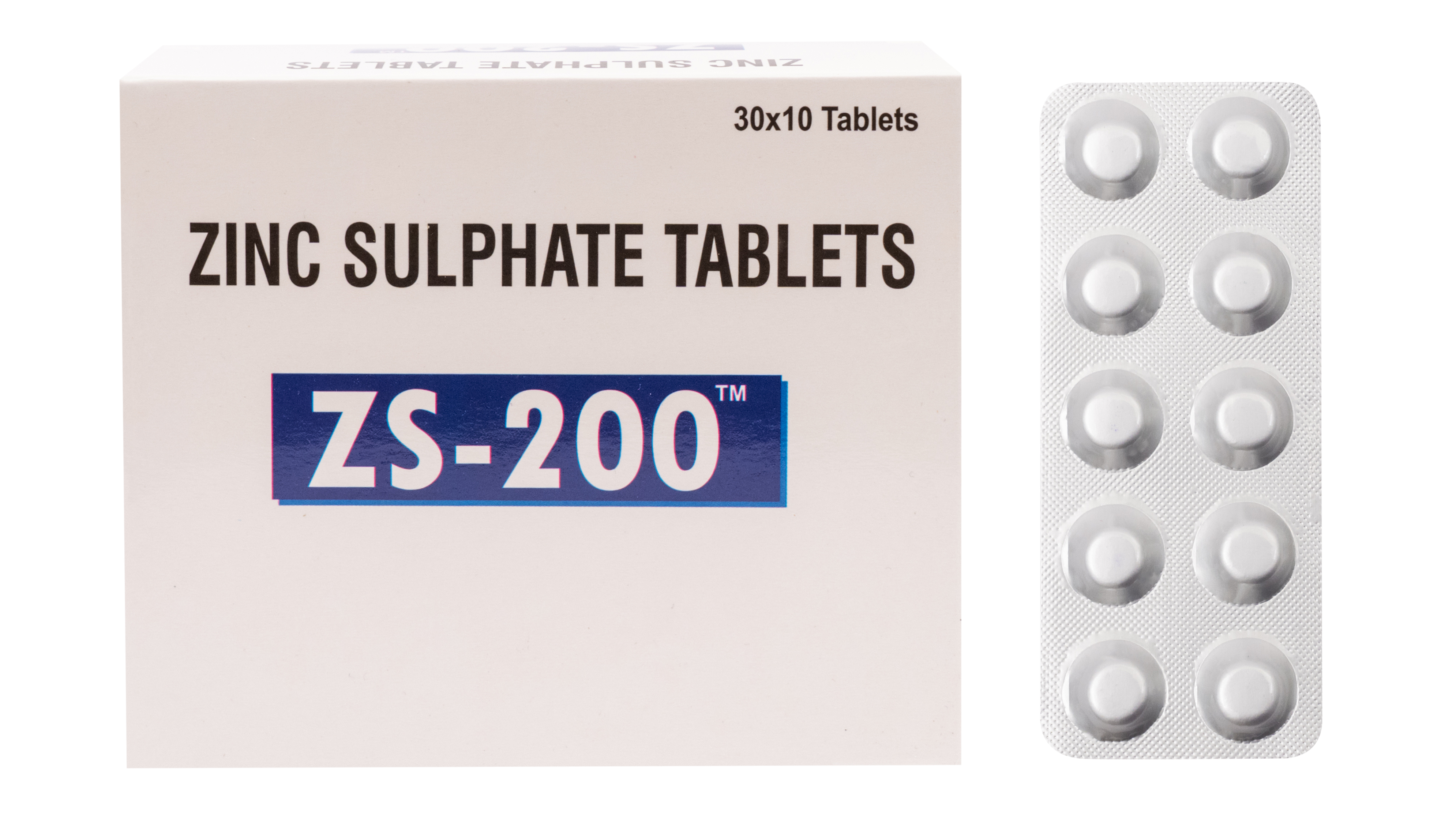 Zinc Sulphate Tablets - 200mg, 30x10 Oral Tablets For Nutritional Support In Acne, Skin Ulcers, Alopecia, And Wound Healing