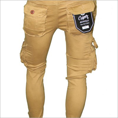 Mens Stretchable Plain Cargo - Cotton Blend, S-xxl, Khaki | Zip Fly, Multiple Pockets, Comfortable Fit, Durable Material