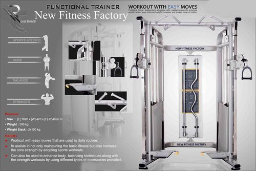 Functional Trainer - 81.5" L x 48" W x 90.6" H | Adjustable Operation Mode, 200Kgs Weight Capacity, Commercial Use