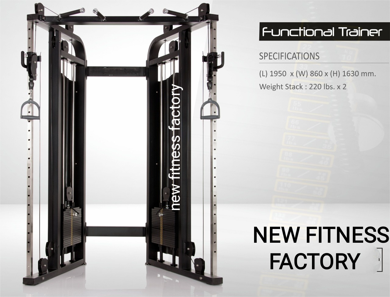 Functional Trainer - 81.5" L X 48" W X 90.6" H | Adjustable Operation Mode, 200kgs Weight Capacity, Commercial Use