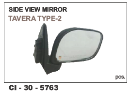 Side View Mirror TAVERA Type-2 - Durable Automotive Plastic, 4 Wheeler Compatibility | Warranty Included, Enhanced Visibility and Safety Features