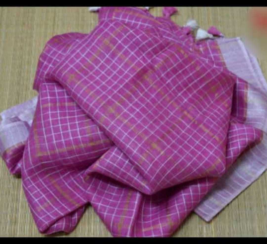 Na Linen Check Zari Sarees