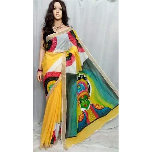 समर केरेला कॉटन हैंड बाटिक प्रिंटेड साड़ियां