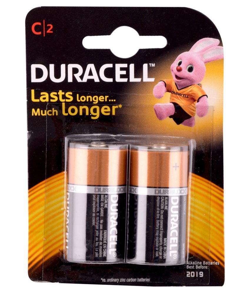 Duracell Alkaline Battery C 2's With Duralock Technology -2 Pcs