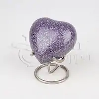 Etienne Opal - Metal Brass Heart-shaped Cremation Urn 3.00" X 3.00" X 1.50" | Yellow Cloisonnã© Finish Includes Display Stand Token Of Remembrance