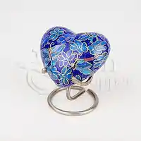 Etienne Opal - Metal Brass Heart-shaped Cremation Urn 3.00" X 3.00" X 1.50" | Yellow Cloisonnã© Finish Includes Display Stand Token Of Remembrance
