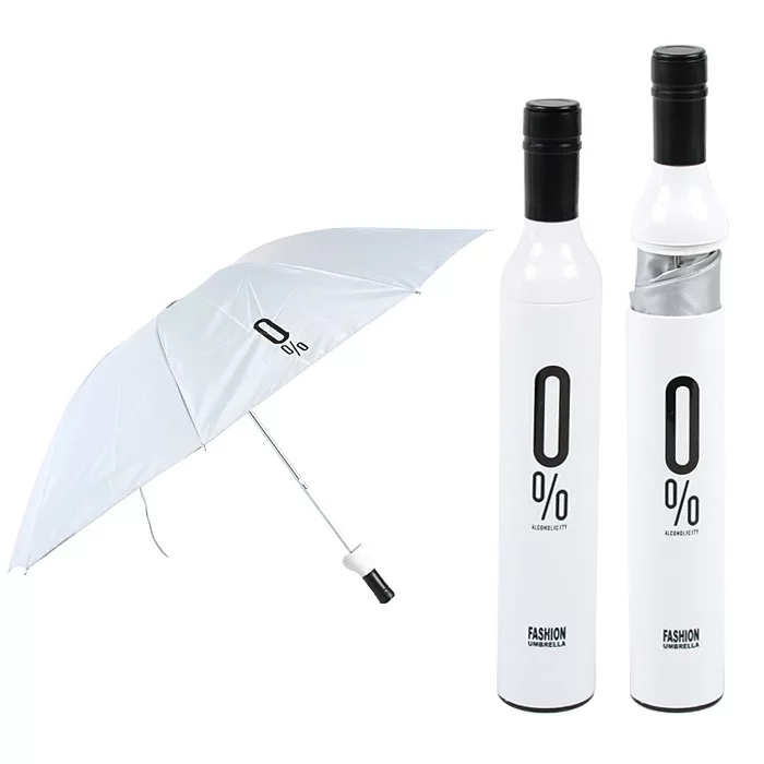 Bottle Umbrella - Black Metal & Fiber Glass Rib, 58x95.5cm , Uv Protective Pink Nylon Canopy, Waterproof Design With Bottle Shape & Carry Handle