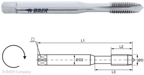 Baer Machine Tap Form B Din 371 Grade: Hsse