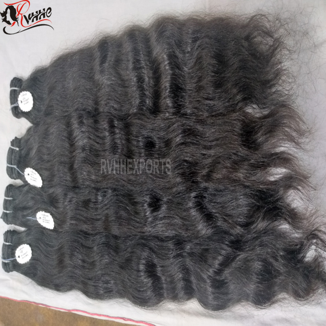 Machine Weft Hair - 100% Remy Virgin Human Hair 10-30 Inch Lengths | Natural Wavy Double Weft No Shedding Bleachable Temple Hair