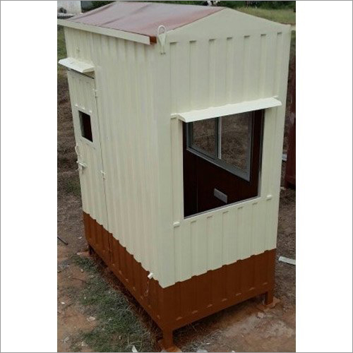 Cream And Brown Security Guard Booth Cabins