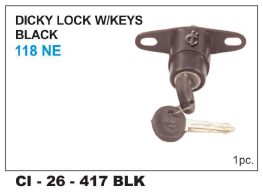 Dicky Lock w/keys 118 NE - Black | Vehicle Type: 4 Wheeler, Warranty Included