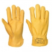 Driving Gloves - Leather, Medium Size, Tan Color | Zipper Closure, Cotton Lining, Leather Palm And Fingertips For Maximum Comfort