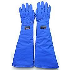Cryogenic Gloves - Nylon Material, 14 Inch Length , Blue Color, Medium Size, Elastic Cuff With Thinsulate Lining