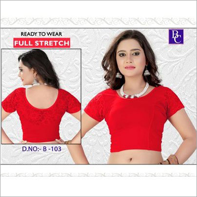 Half Sleeves Stretchable Blouse - Cotton Fabric, Size 29-36 Inch, Color Red | Quick Dry, Easy to Wear, All Season Comfort
