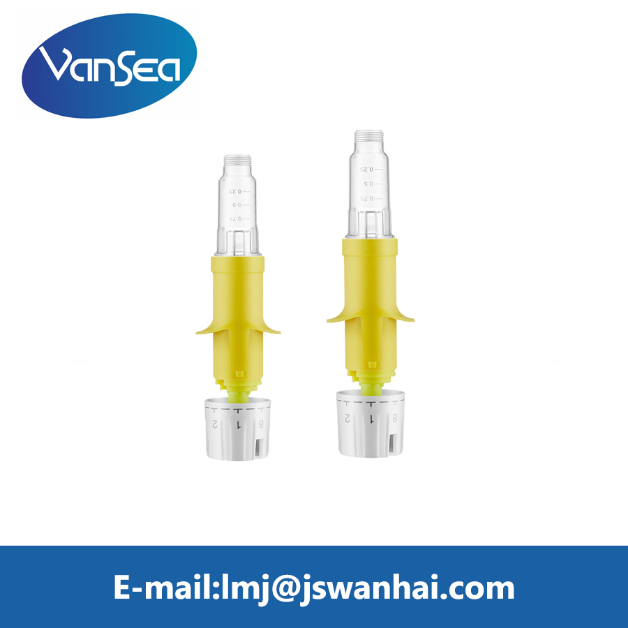 Disposable Hgh Pen Injector - Plastic Body With Double Chamber Cartridge | Safe, Convenient, Easy Dose Adjustment, Complete Delivery With One Click, Yellow Design