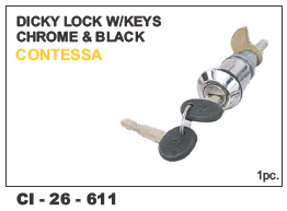 Dicky Lock W/keys CHROME & Black CONTESSA - Durable Chrome & Black Finish | Vehicle Type: 4 Wheeler, Warranty Included