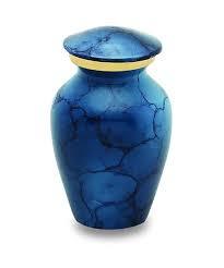 Enamel Lineas Starlight Blue Brass Metal Token Cremation Urn
