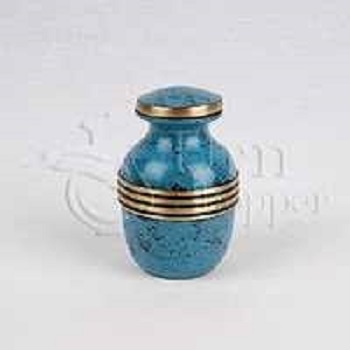 Marbella Ii Brass Metal Token Cremation Urn - Height: 2.50", Diameter: 1.75" | Muted Lavender Enamel Finish, Religious Style, Keepsake Memorial