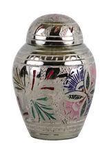 Marbella Ii Brass Metal Token Cremation Urn - Height: 2.50", Diameter: 1.75" | Muted Lavender Enamel Finish, Religious Style, Keepsake Memorial