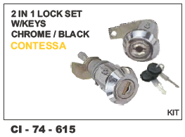 2 in 1 Lock Set w/keys Chrome/Black CONTESSA - Vehicle Type: 4 Wheeler, Warranty Included | Dual Functionality for Enhanced Security and Convenience