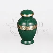 Enamel Grecian Crimson Red Brass Metal Token Cremation Urn