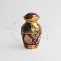 Grecian Rustic Bronze Brass Token Cremation Urn - 3.00" Height, 2.25" Diameter | Enamel Finish, Miniature Keepsake Design For Ashes