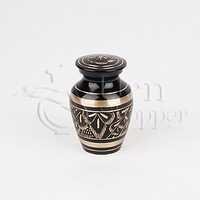 Grecian Rustic Bronze Brass Token Cremation Urn - 3.00" Height, 2.25" Diameter | Enamel Finish, Miniature Keepsake Design For Ashes