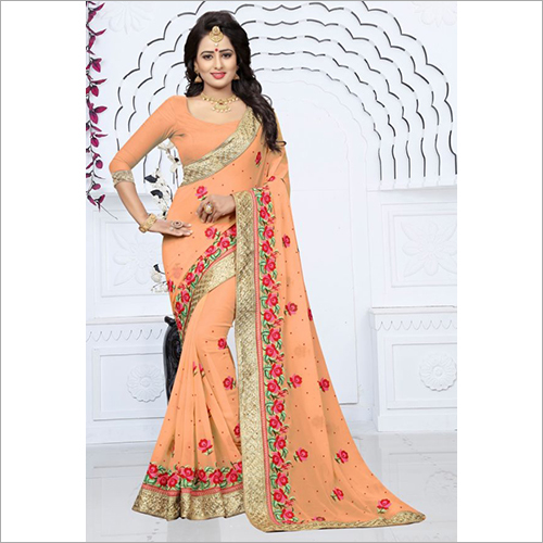 Festive Zari Work With Heavy Saree - Embroidered Fabric, Various Lengths & Colors | High Fashionable Appeal, Sophisticated Patterns, Mesmerizing Design