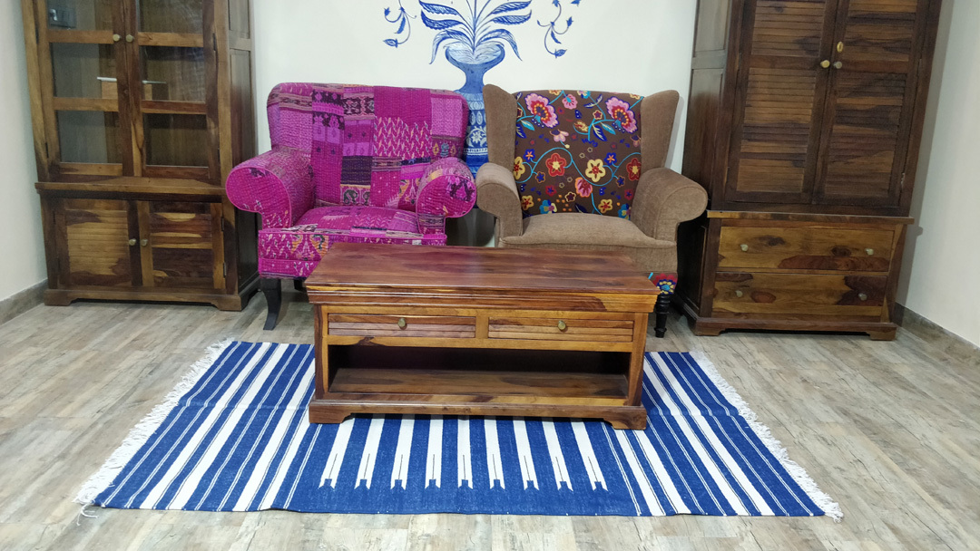 Handloom Durries - Color: Blue