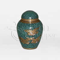 Green Going Home Doves Brass Metal Token Cremation Urn