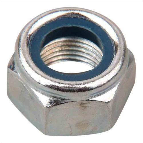 Hex Nylock Nut - Mild Steel, Diameter 14 mm, Thickness 10-15 mm | Durable, Hex Head, Galvanized Surface, Unbreakable Locking System