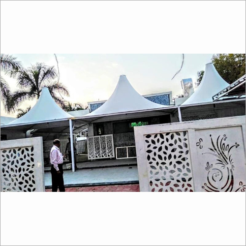 Outdoor Hotel Conical Tensile Structure - Metal, Modular Dimensions (As per Requirement) ft, White Color, PVC Panel Roof | Eco Friendly, Reliable Shade & Rain Protection