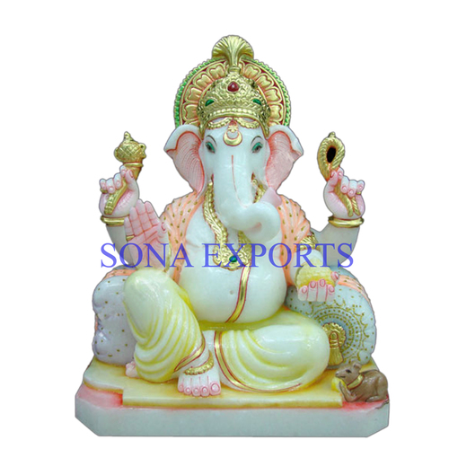 व्हाइट मार्बल गणेश मूर्ति भारत की ऊँचाई: 15 इंच (इंच)