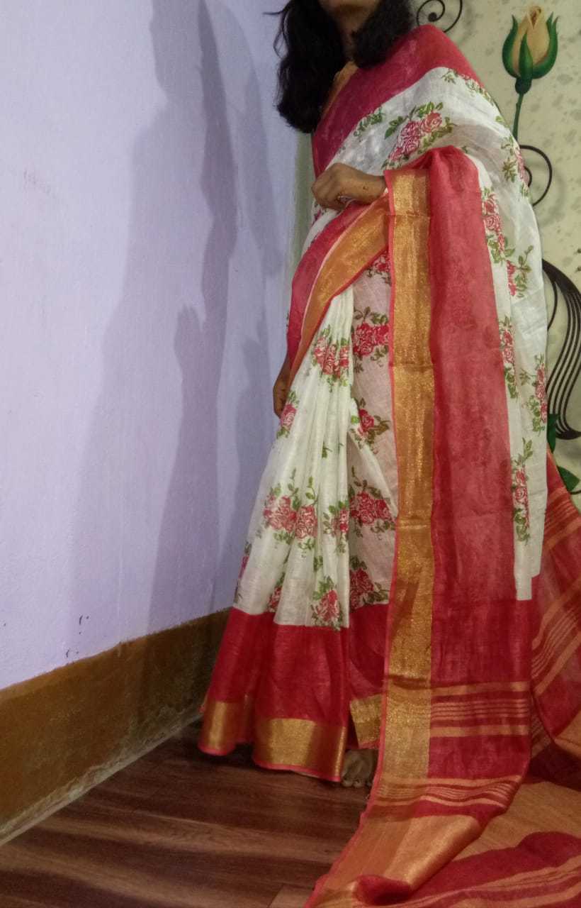 All Colors Linen Screenprinted Sarees