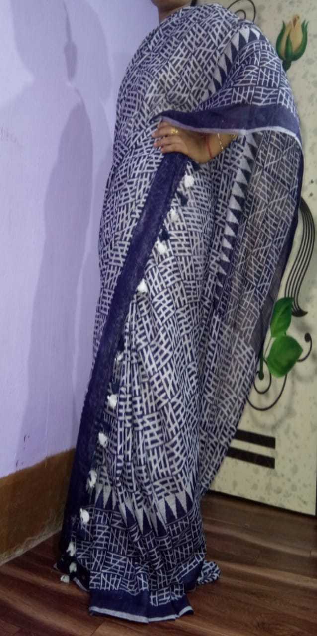 All Colors Linen Screenprinted Sarees
