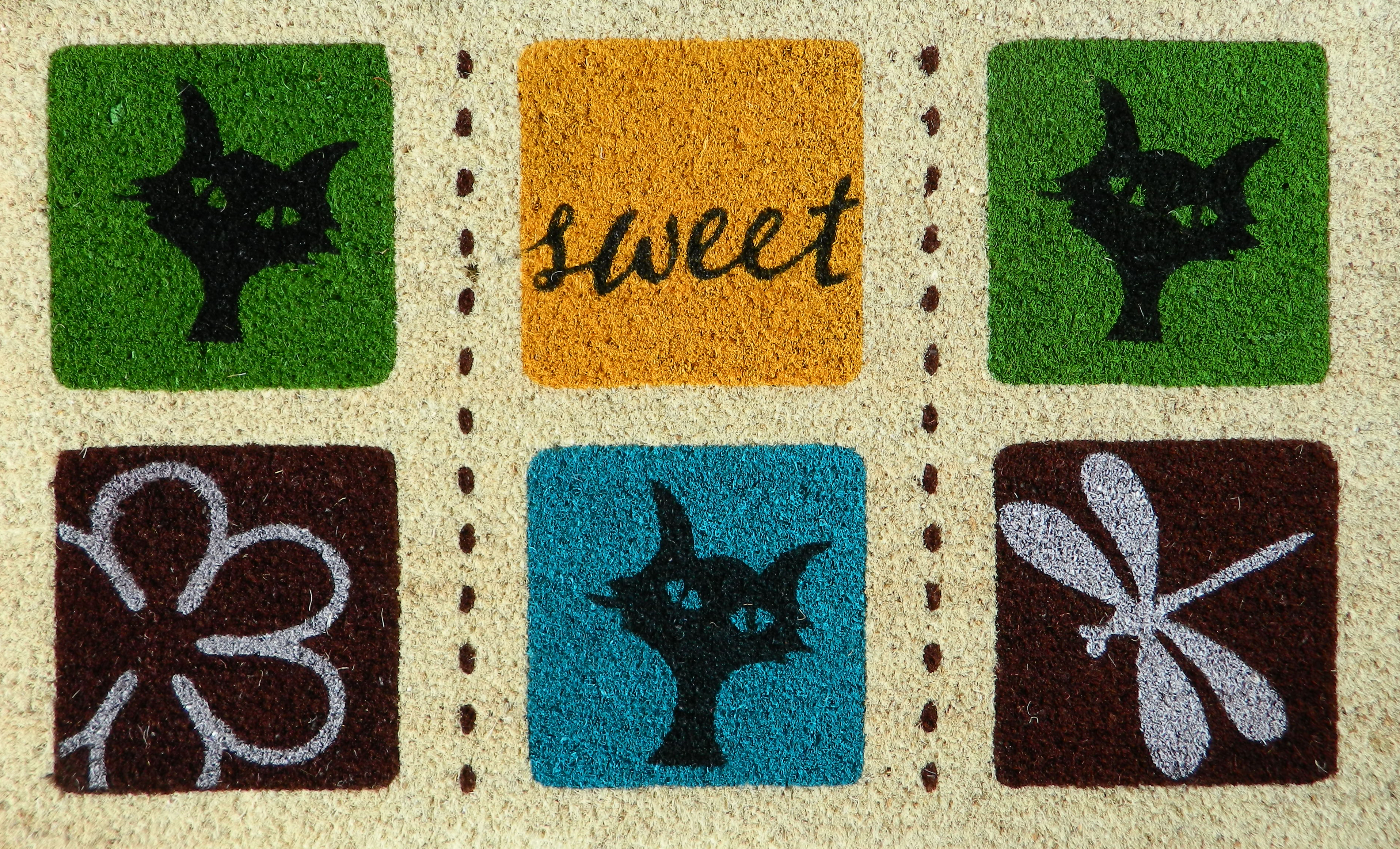 Pvc Bleached Stenciled Tufted Coir Mat