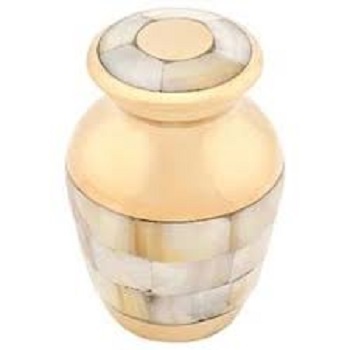 Garland Ii Brass Metal Token Cremation Urn - Height: 3.25", Diameter: 1.75" | Bronze Stain Gold Finish, Classic Vase Design, Keepsake Memorial