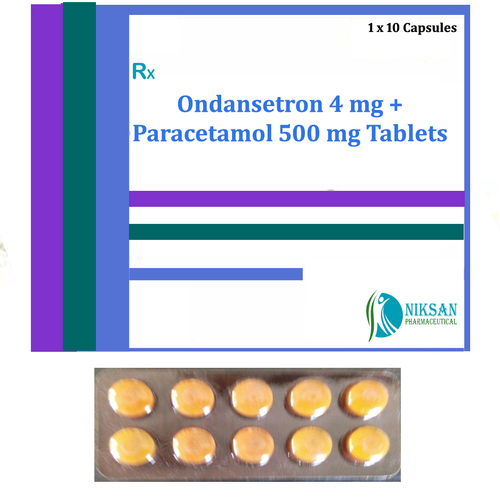 Ondansetron 4 Mg Paracetamol 500 Mg Tablets - Dosage 10, Recommended For BP, General Medicine, 25°C Storage | Suitable For All Ages, Effective Relief