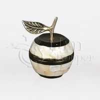 Black & White Mother Of Pearl Mela Brass Metal Token Cremation Urn