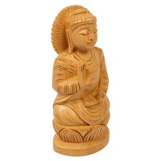 Gautam Buddha Wooden Idol - 6 Inch Detailed Carved Design | Durable Rust Proof Easy To Clean
