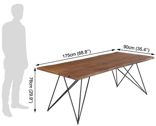 Wood Dining Table Set Iron Base Composer