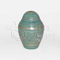 Green & Gold Black Toledo Brass Token Cremation Urn