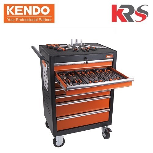 Black & Orange Tool Trolley With Tools
