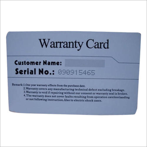 Wear Resistant Plastic Warranty Card