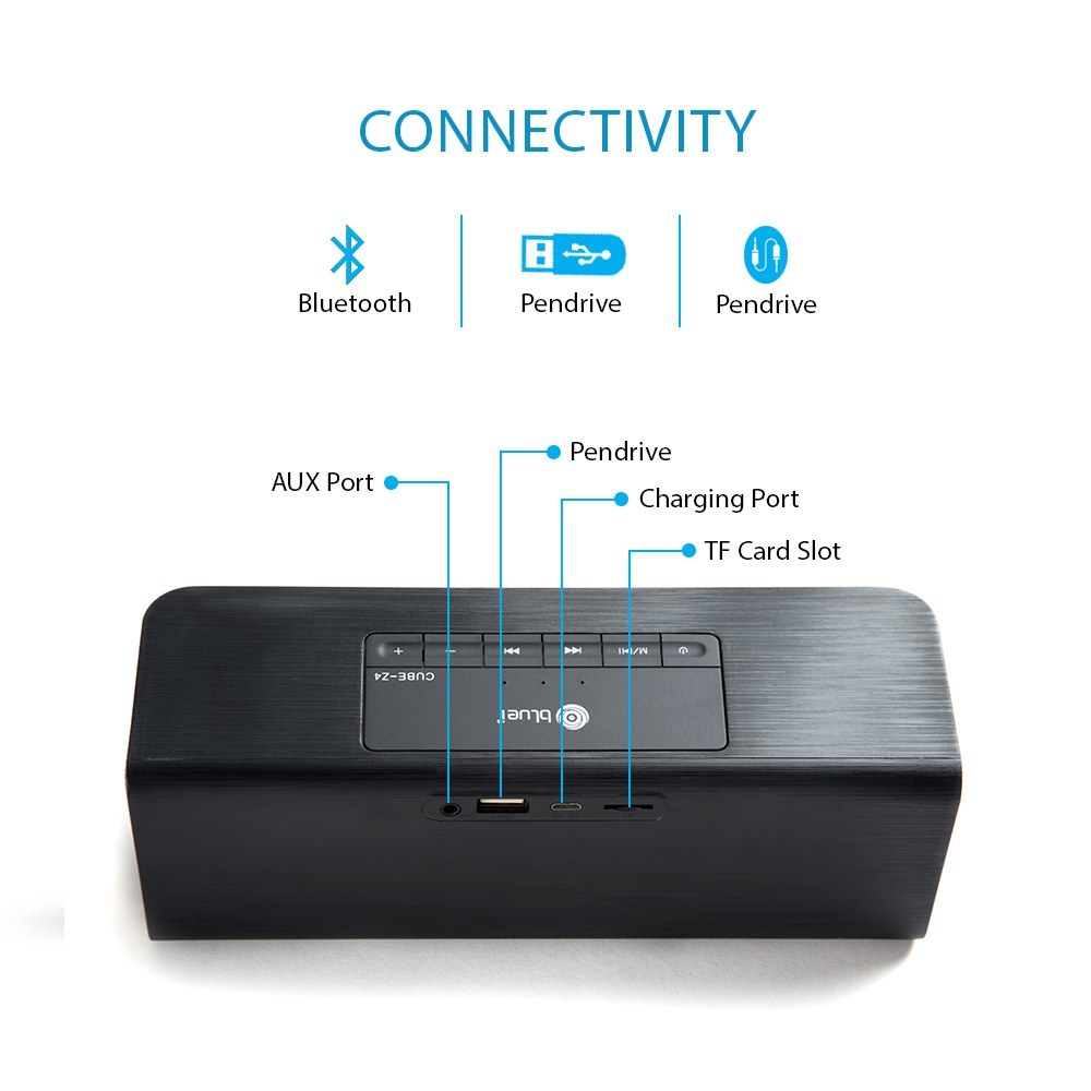 Bluei Cube-z4 Heavy Bass, 5.0 Bluetooth Version With Built - In Fm Radio, Aux Input, Call Function & Sd Card Support Portable Bluetooth Speaker Cabinet Material: Abs Plastic