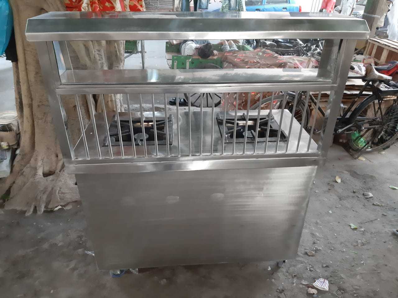 Stainless Steel Chole Bhature Counter - 2 Burner Full Ss Body , Manual Control System, Free Stand Installation