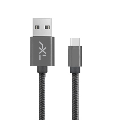 Braided Type C USB Cable - Rubber + Plastic Body, 1.5 Meter Length, Grey Color, 2.1 Amp Output | 6 Months Warranty, Durable Design