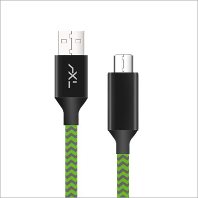 Reflector Micro USB Cable - Rubber and Plastic Build, 1 Meter Length, Green/Grey Color | 2.1 Amp Output, 6 Months Replacement Warranty