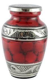 Avalon Series Evening Blue Brass Keepsake Cremation Urn - Height: 5.80", Diameter: 4.30" | Soft Blue Dappled Enamel Finish, Pewter Trim